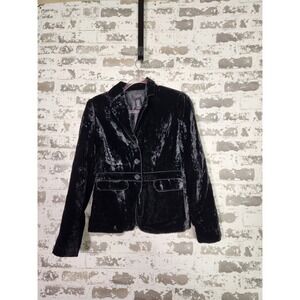 Black Crushed Velvet Blazer Size 6 Tailored Romantic Whimsigoth